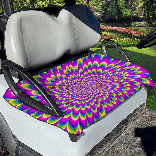 Green Wave Moving Optical Illusion Golf Cart Seat Cover