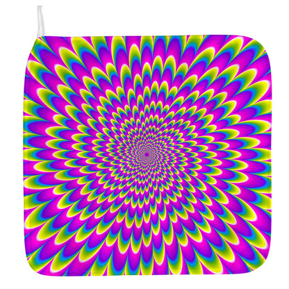 Green Wave Moving Optical Illusion Hand Towel