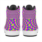 Green Wave Moving Optical Illusion High Top Leather Sneakers