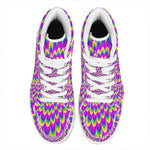 Green Wave Moving Optical Illusion High Top Leather Sneakers