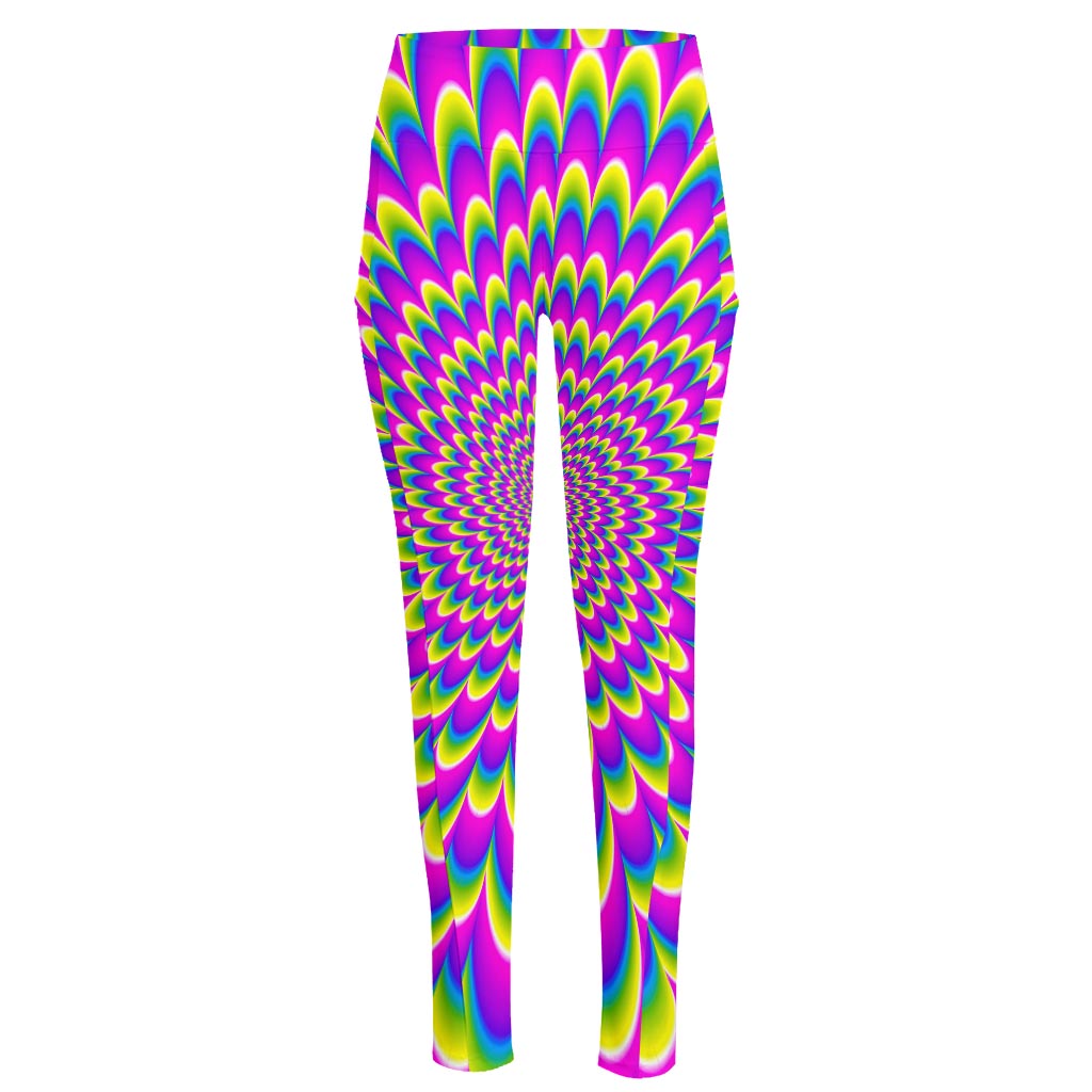 Green Wave Moving Optical Illusion High-Waisted Pocket Leggings