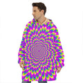 Green Wave Moving Optical Illusion Hoodie Blanket
