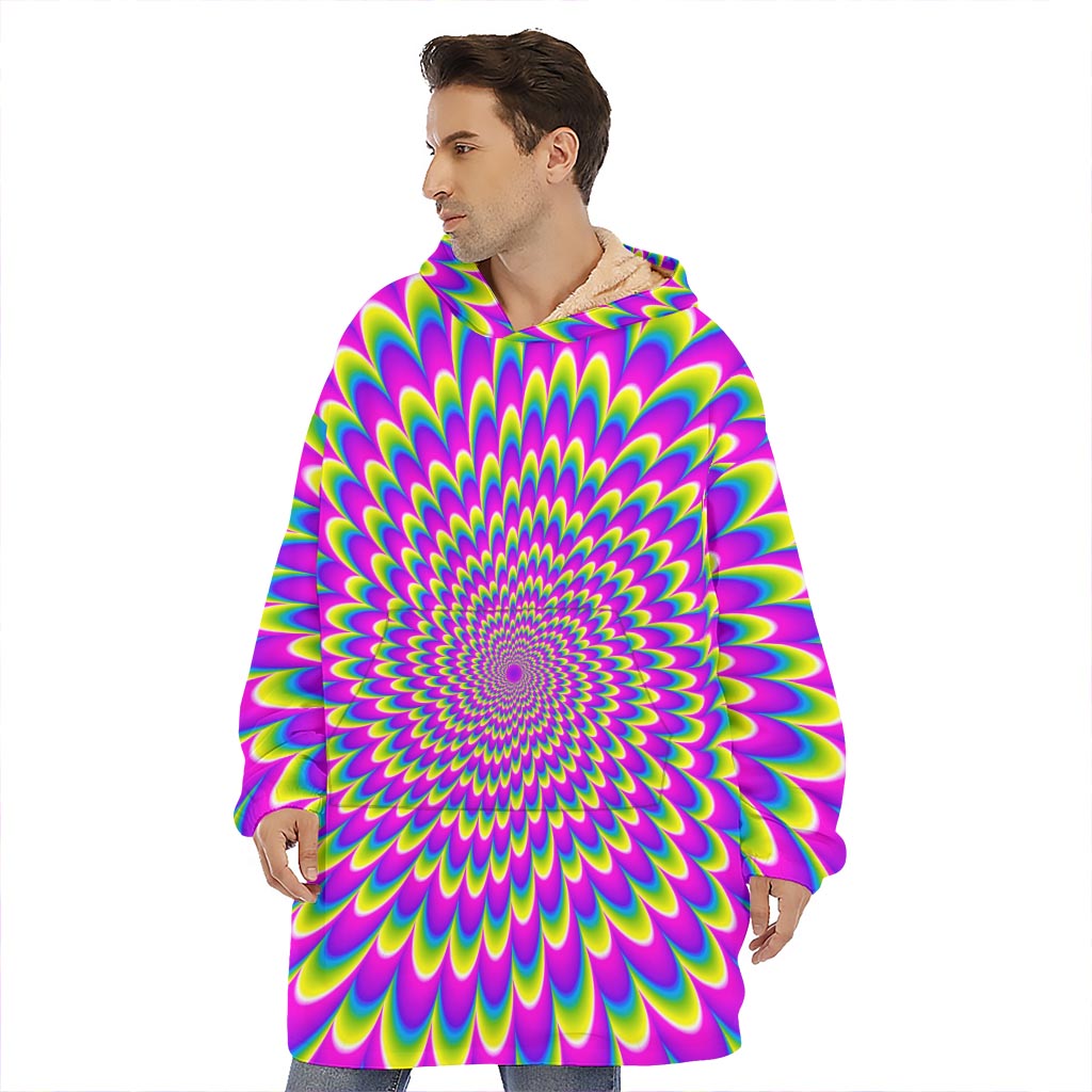 Green Wave Moving Optical Illusion Hoodie Blanket