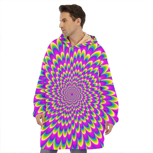 Green Wave Moving Optical Illusion Hoodie Blanket