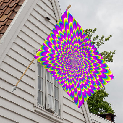 Green Wave Moving Optical Illusion House Flag