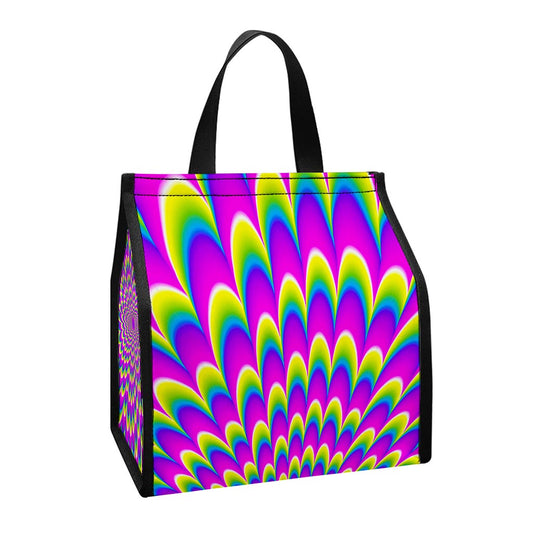 Green Wave Moving Optical Illusion Insulated Lunch Tote
