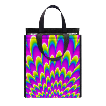 Green Wave Moving Optical Illusion Insulated Lunch Tote