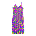 Green Wave Moving Optical Illusion Jersey Midi Cami Dress