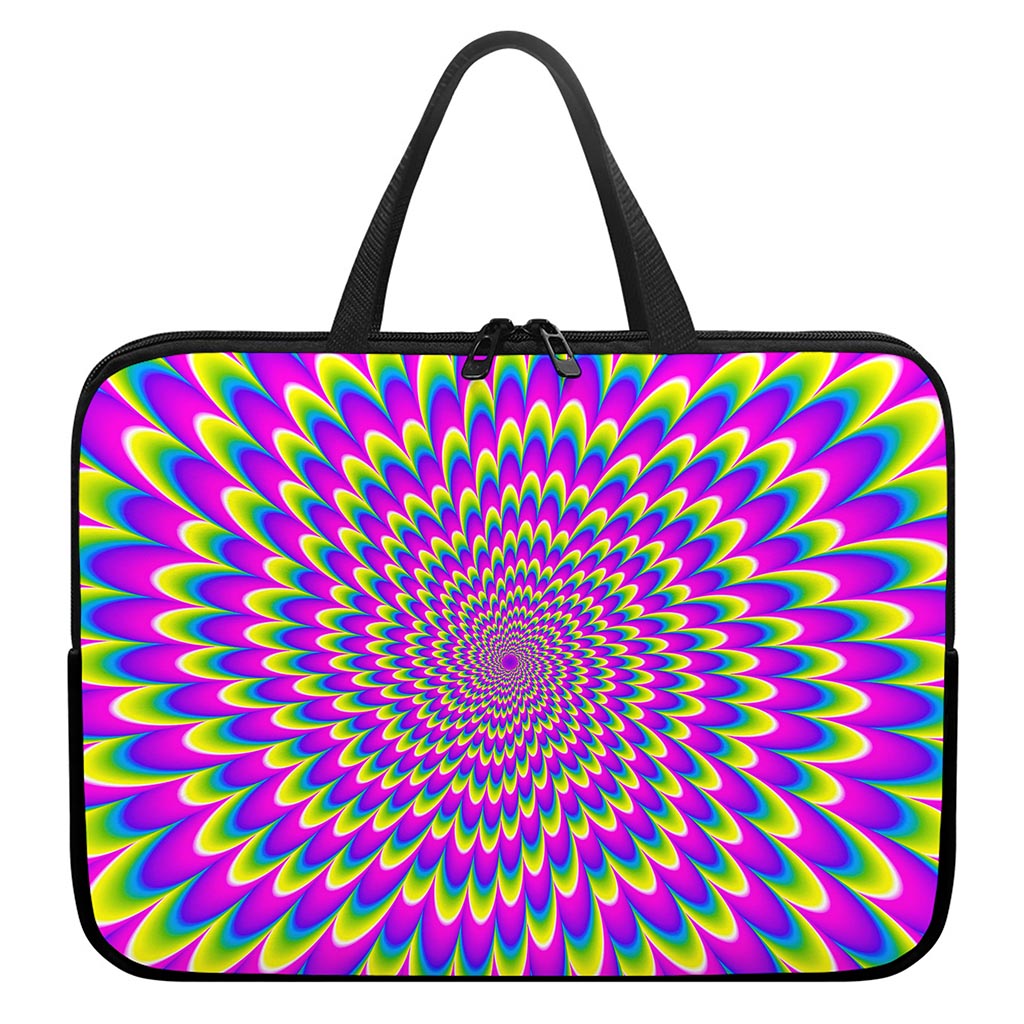Green Wave Moving Optical Illusion Laptop Sleeve With Handle