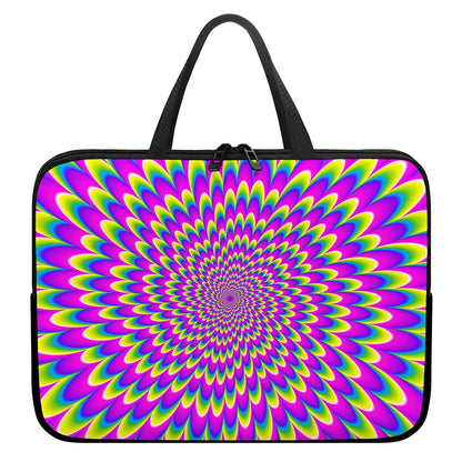 Green Wave Moving Optical Illusion Laptop Sleeve With Handle
