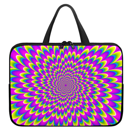 Green Wave Moving Optical Illusion Laptop Sleeve With Handle