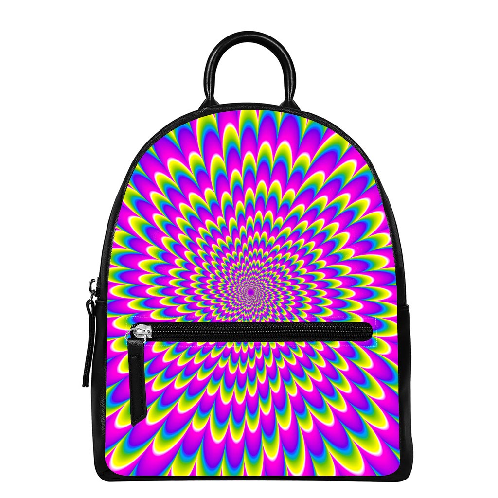 Green Wave Moving Optical Illusion Leather Backpack