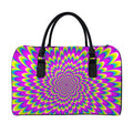 Green Wave Moving Optical Illusion Leather Duffel Bag