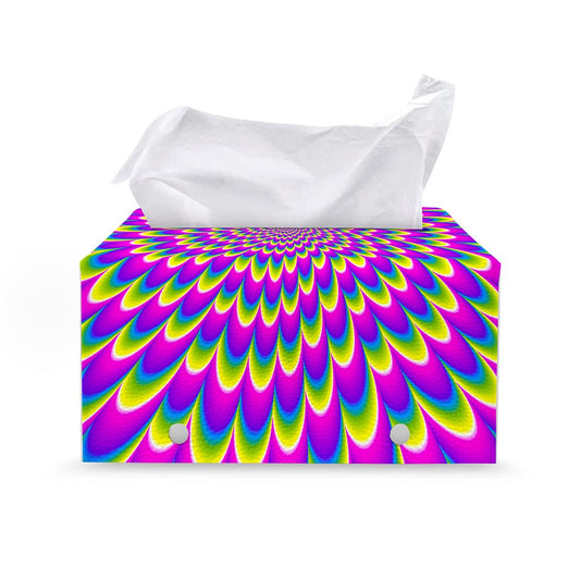 Green Wave Moving Optical Illusion Leather Tissue Box Cover