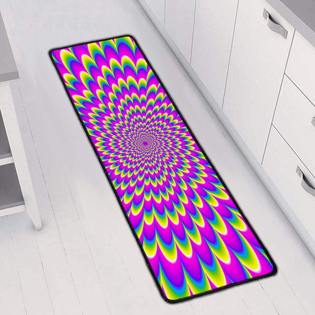Green Wave Moving Optical Illusion Long Kitchen Mat