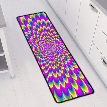 Green Wave Moving Optical Illusion Long Kitchen Mat