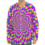 Green Wave Moving Optical Illusion Long Sleeve Baseball Jersey