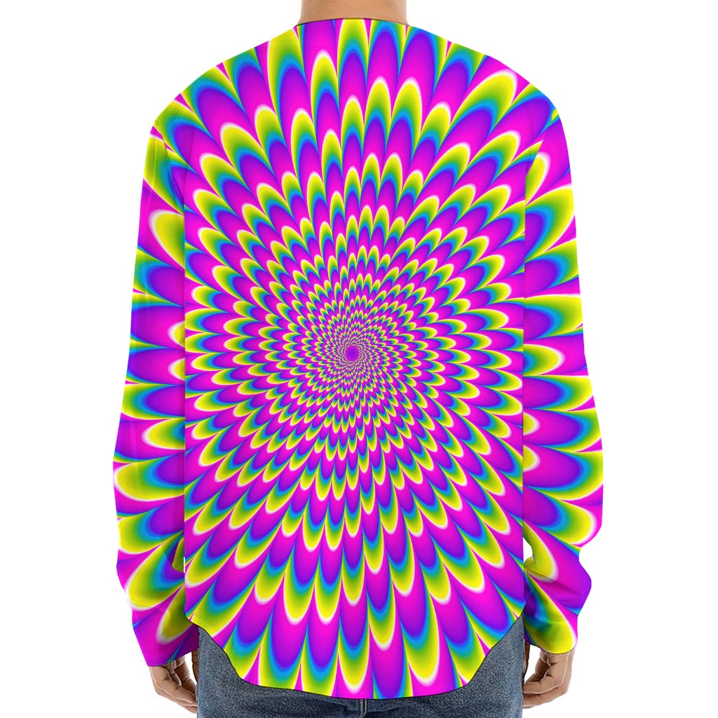 Green Wave Moving Optical Illusion Long Sleeve Baseball Jersey