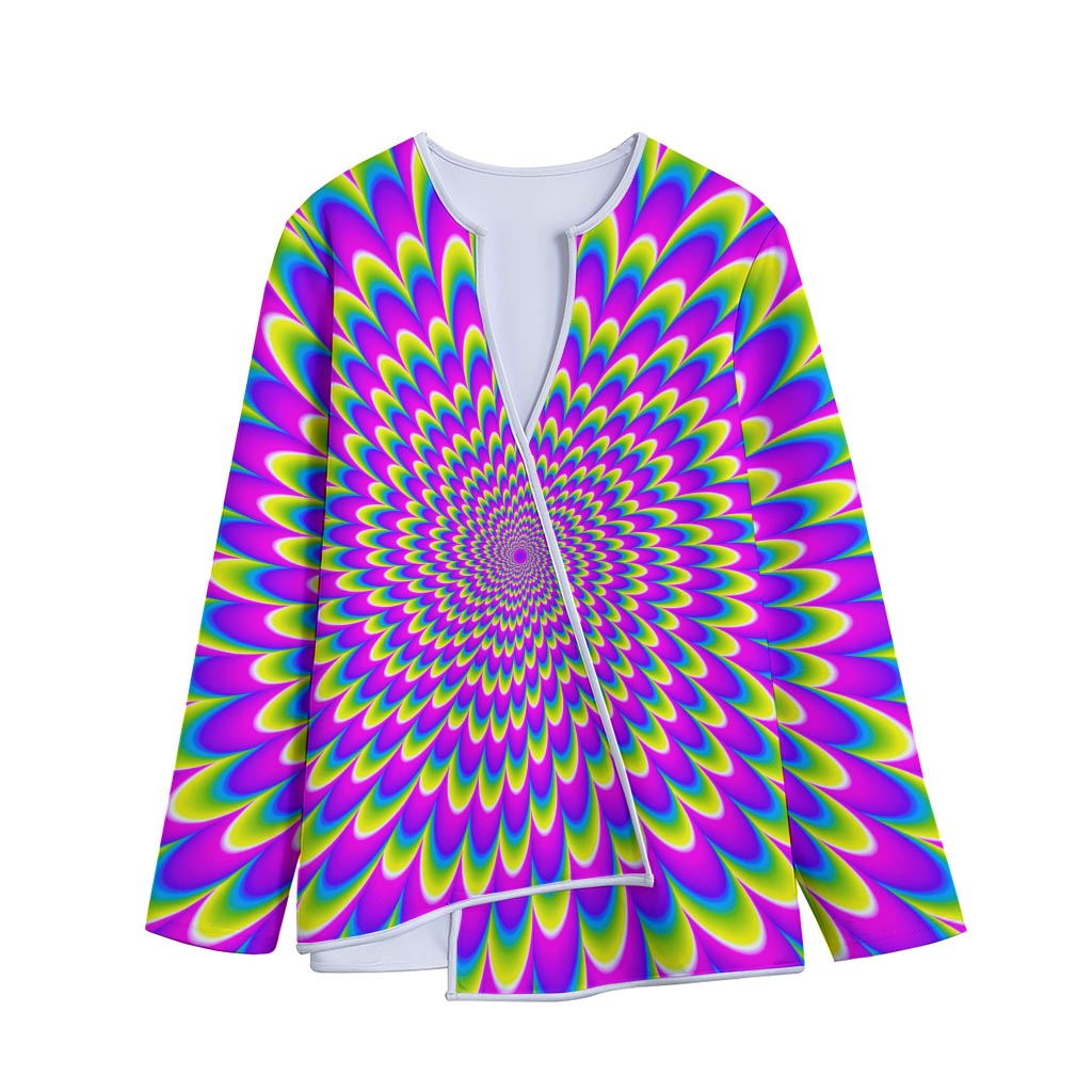 Green Wave Moving Optical Illusion Long Sleeve Short Coat