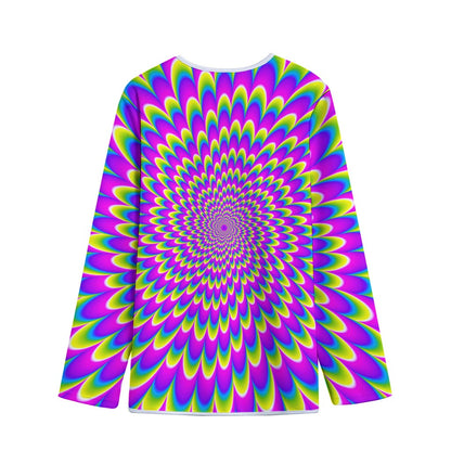 Green Wave Moving Optical Illusion Long Sleeve Short Coat