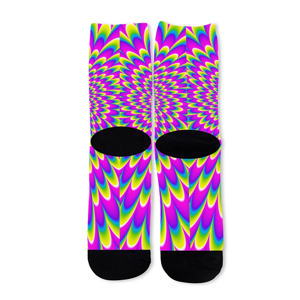 Green Wave Moving Optical Illusion Long Socks