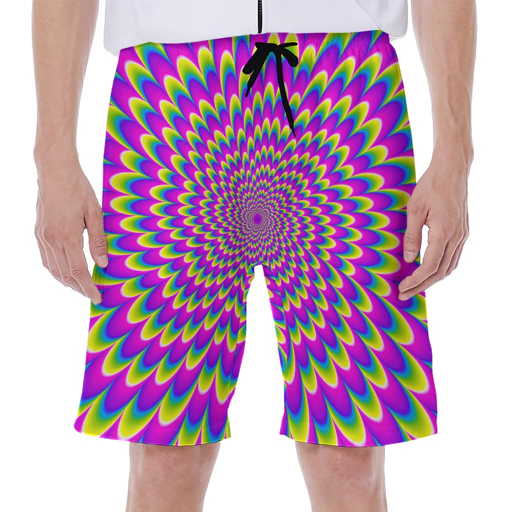 Green Wave Moving Optical Illusion Men's Beach Shorts