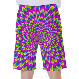 Green Wave Moving Optical Illusion Men's Beach Shorts