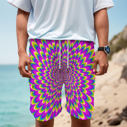 Green Wave Moving Optical Illusion Men's Cargo Shorts
