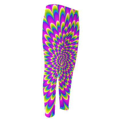 Green Wave Moving Optical Illusion Men's Compression Pants