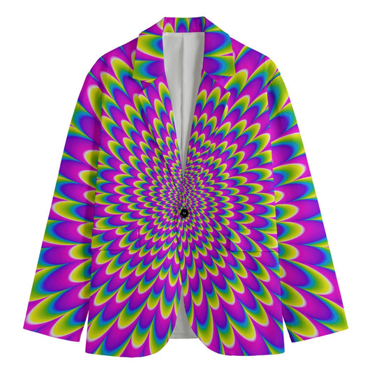 Green Wave Moving Optical Illusion Men's Cotton Blazer