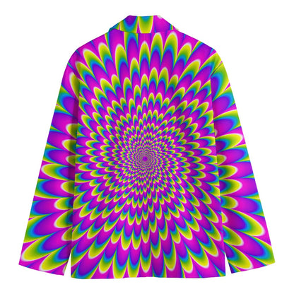 Green Wave Moving Optical Illusion Men's Cotton Blazer