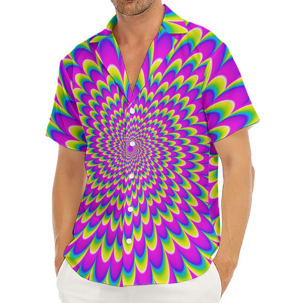 Green Wave Moving Optical Illusion Men's Deep V-Neck Shirt