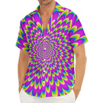 Green Wave Moving Optical Illusion Men's Deep V-Neck Shirt