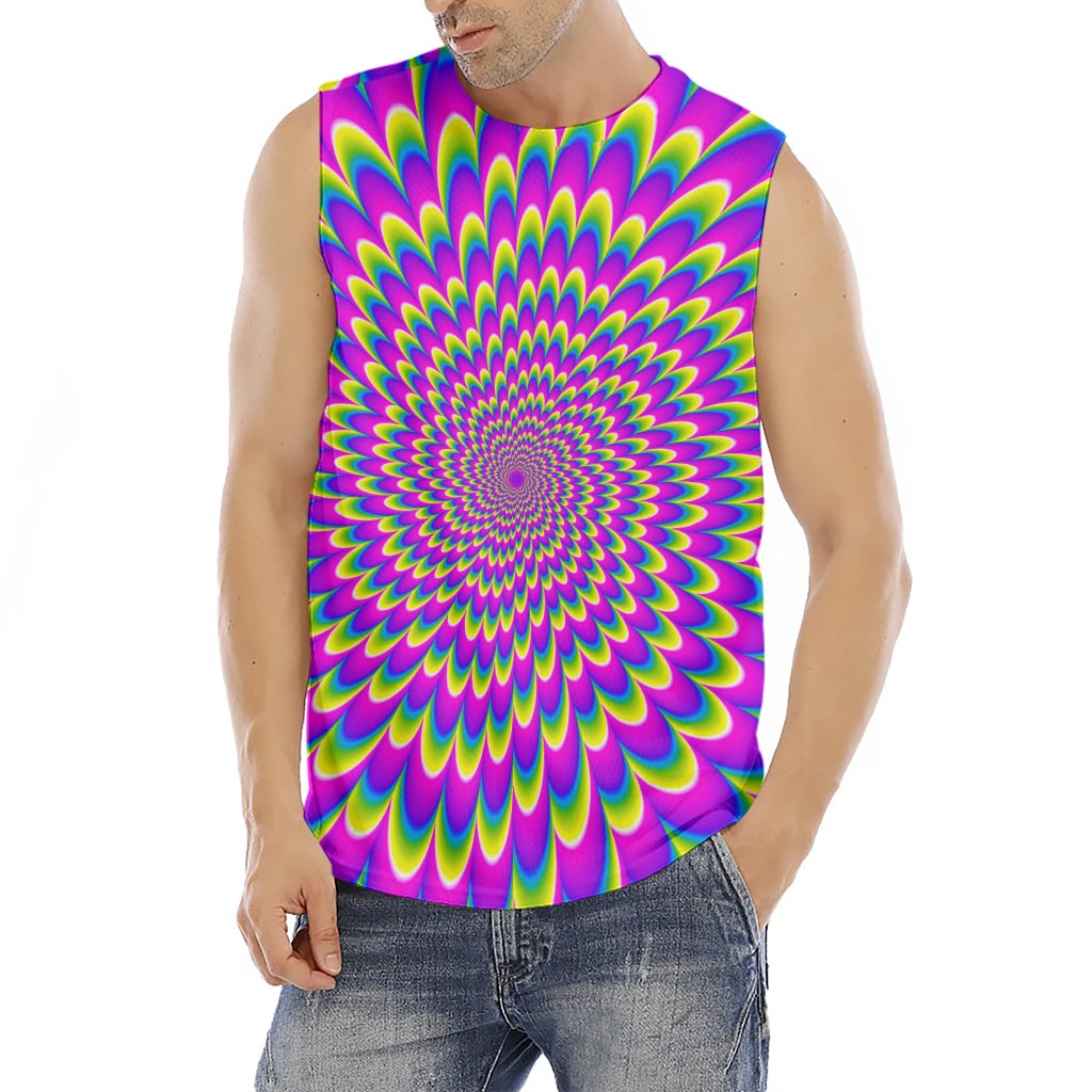 Green Wave Moving Optical Illusion Men's Fitness Tank Top