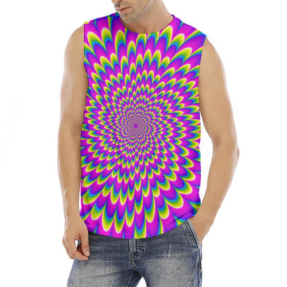 Green Wave Moving Optical Illusion Men's Fitness Tank Top