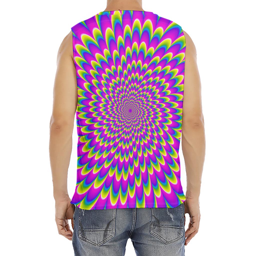Green Wave Moving Optical Illusion Men's Fitness Tank Top