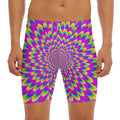 Green Wave Moving Optical Illusion Men's Long Boxer Briefs