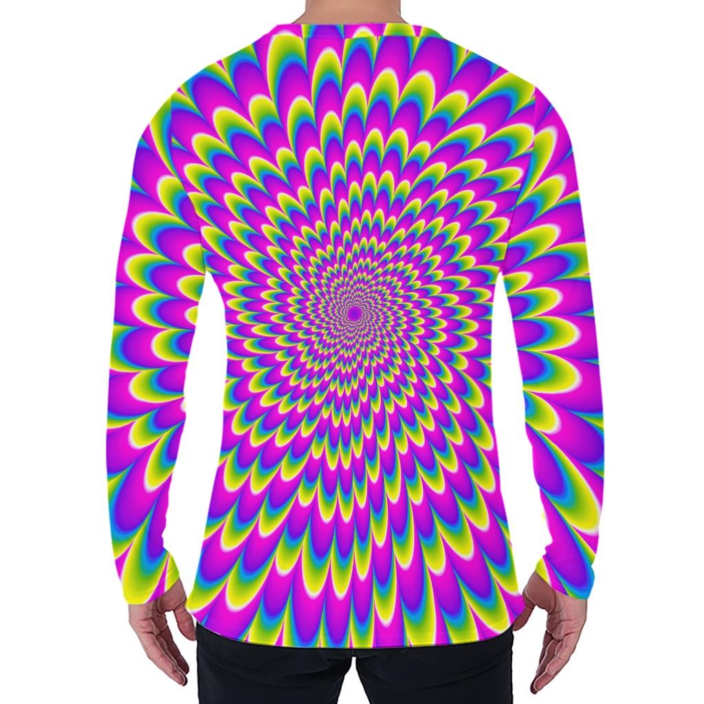 Green Wave Moving Optical Illusion Men's Long Sleeve T-Shirt