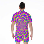 Green Wave Moving Optical Illusion Men's Rompers