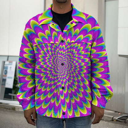 Green Wave Moving Optical Illusion Men's Shirt Jacket
