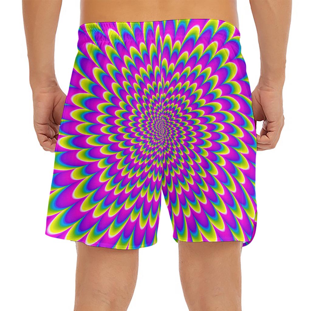 Green Wave Moving Optical Illusion Men's Split Running Shorts