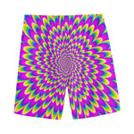 Green Wave Moving Optical Illusion Men's Sports Shorts