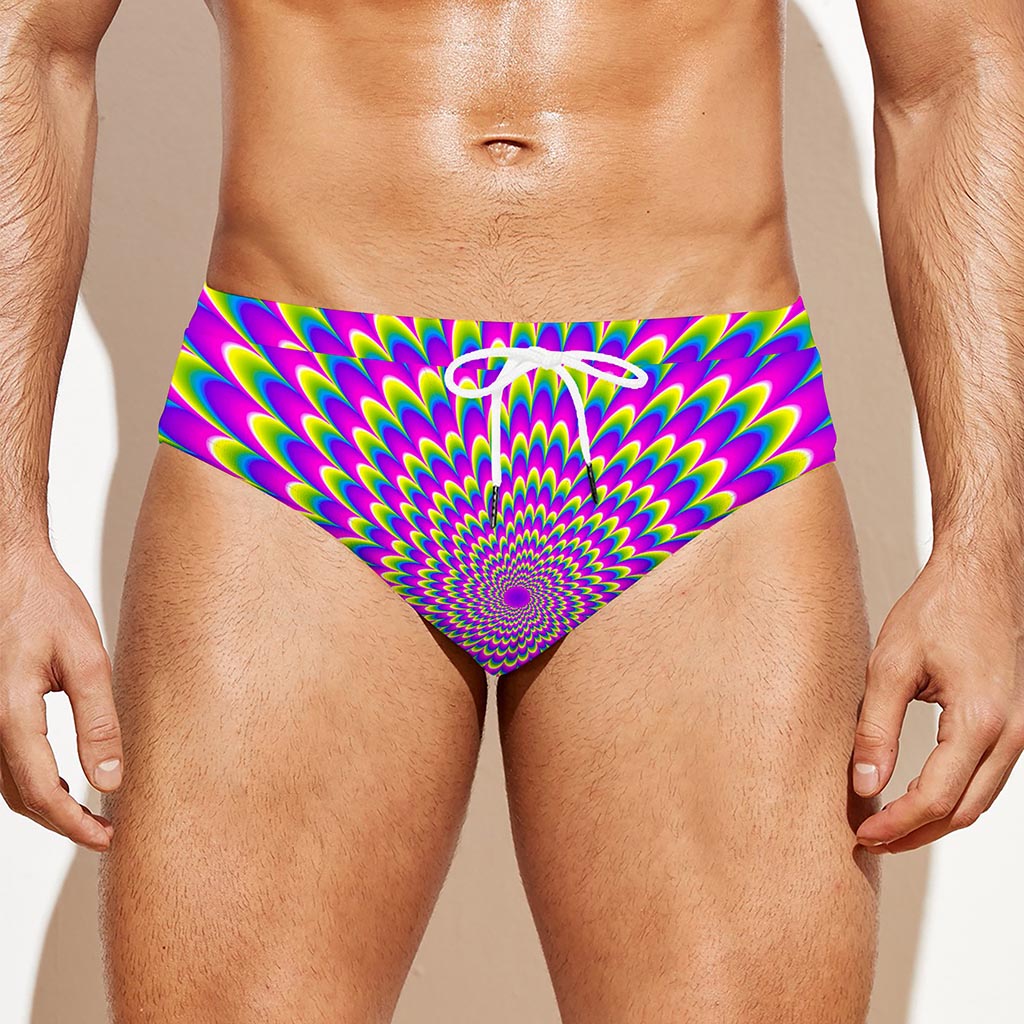 Green Wave Moving Optical Illusion Men's Swim Briefs