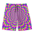 Green Wave Moving Optical Illusion Men's Swim Trunks