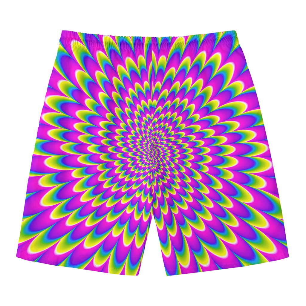 Green Wave Moving Optical Illusion Men's Swim Trunks