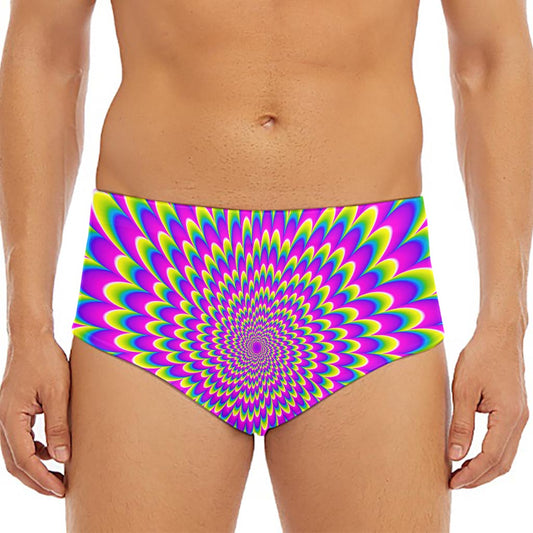 Green Wave Moving Optical Illusion Men's Triangle Swim Briefs