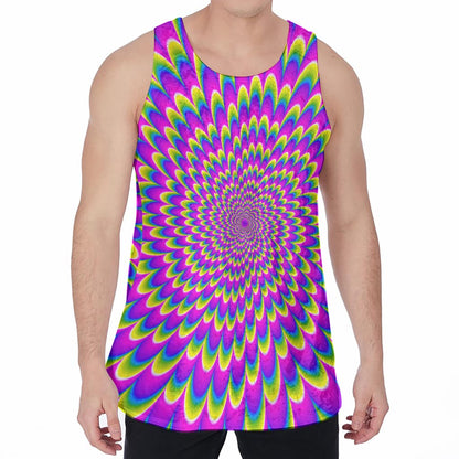 Green Wave Moving Optical Illusion Men's Velvet Tank Top