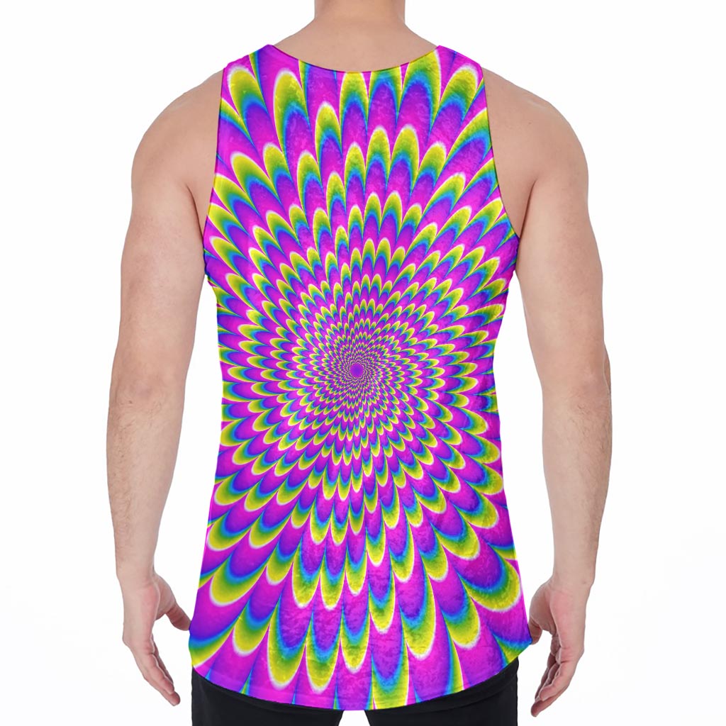 Green Wave Moving Optical Illusion Men's Velvet Tank Top