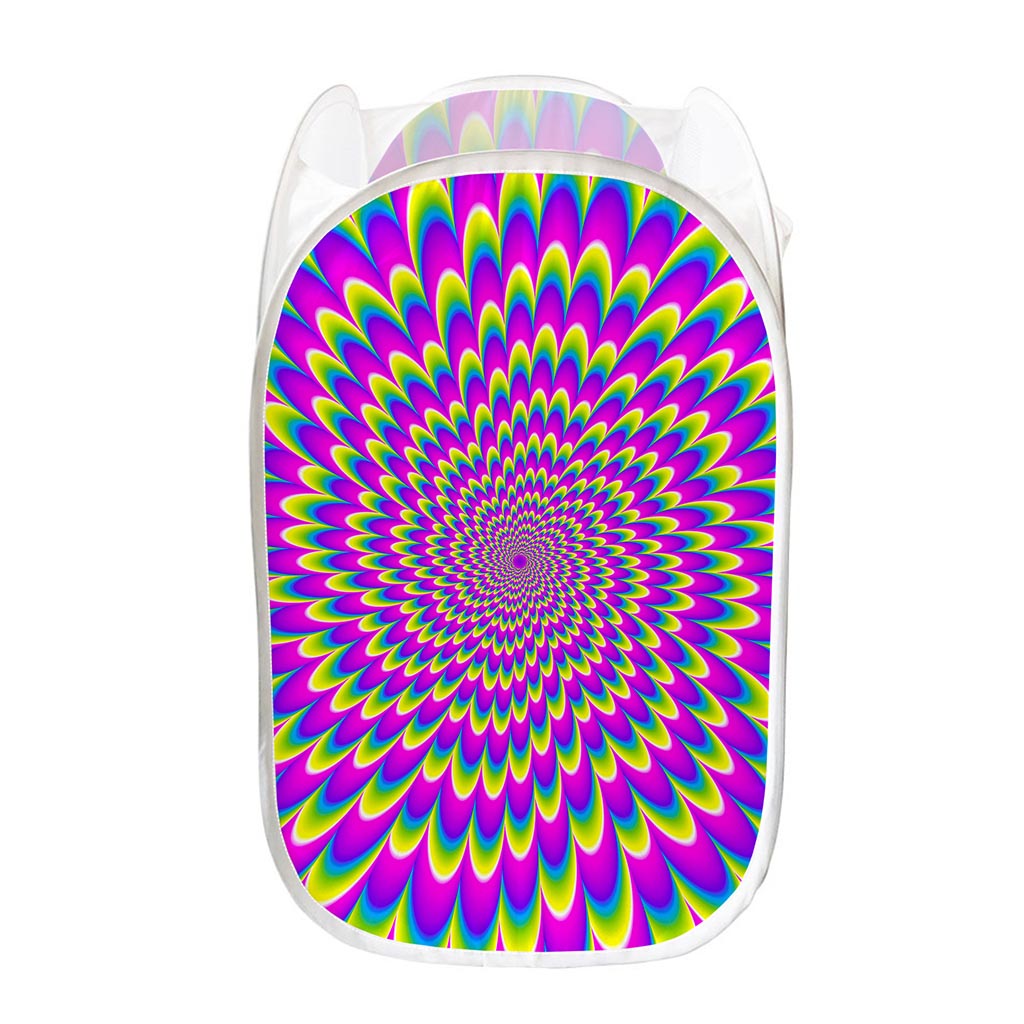 Green Wave Moving Optical Illusion Mesh Laundry Hamper