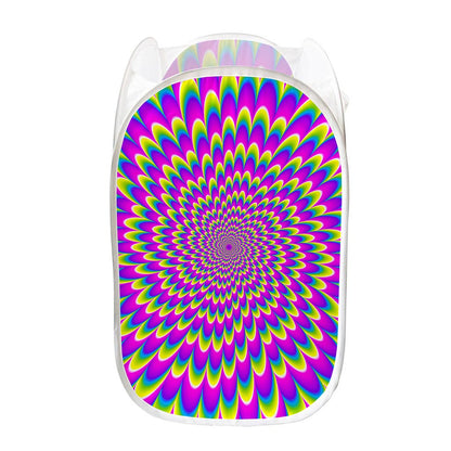 Green Wave Moving Optical Illusion Mesh Laundry Hamper